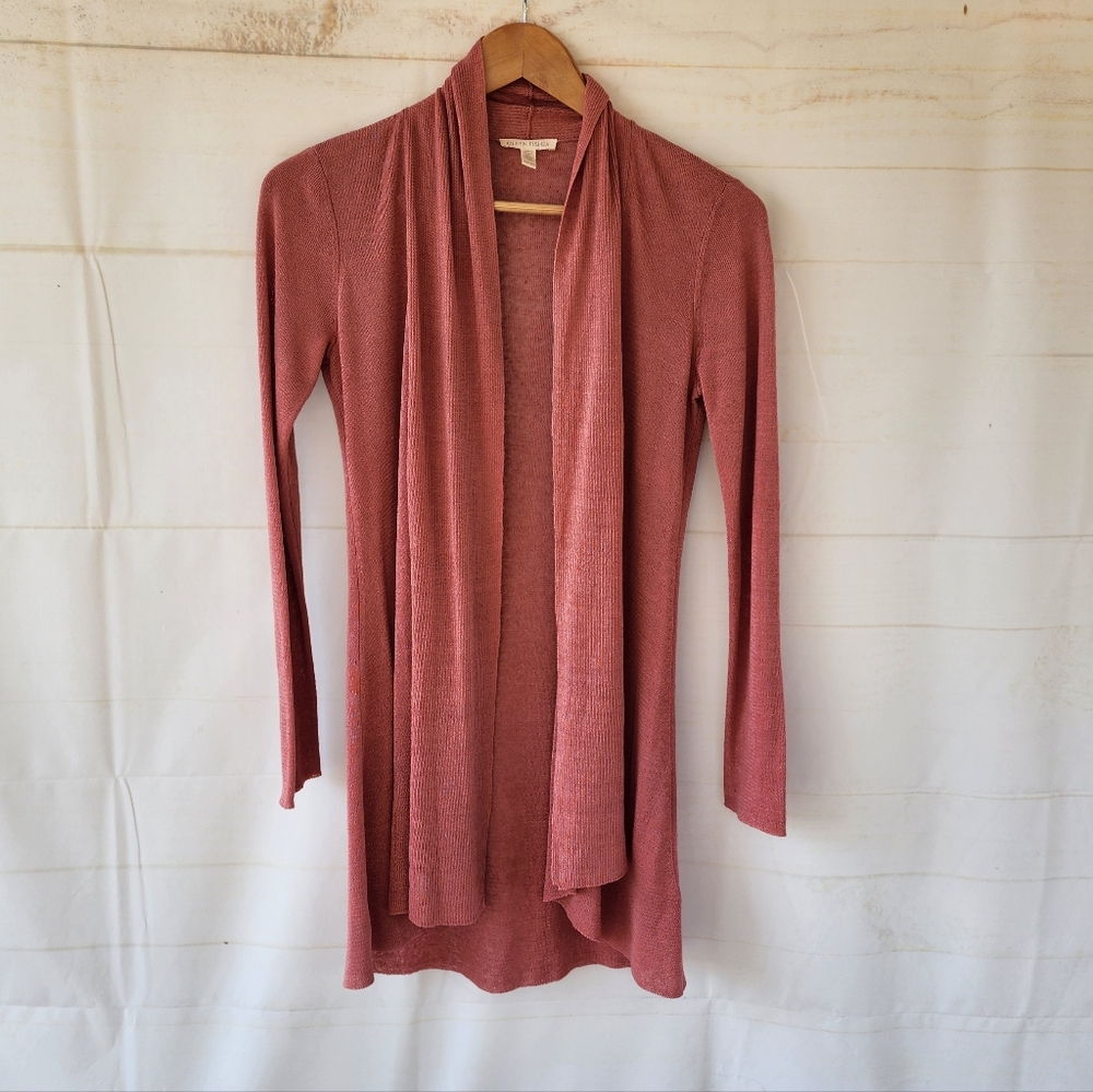 Eileen Fisher Women's Open Front Cardigan Sweater Pink